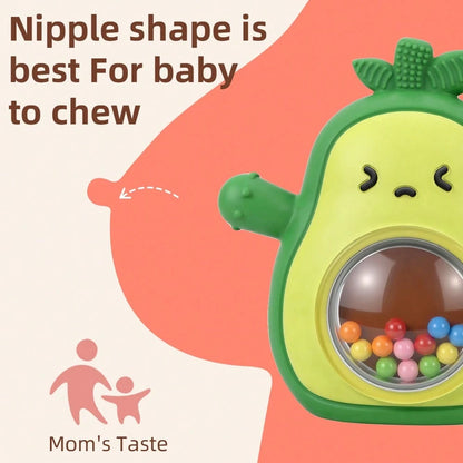 Baby Teething Toy, Silicone Avocado-Shaped Design, Baby Rattle, Sensory Toy, Children's Gift, Newborn Accessory, Suitable For Teething Babies, Helps Prevent Thumb-Sucking, Chewable And Soothing Toy