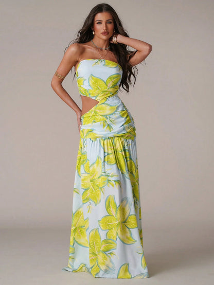 BAE Women's Light Blue Floral Summer Casual Holiday Vacation Dress,Bohemian Elegant Loose Woven Print Beach Dress,Suitable For Music Festival & Outing
