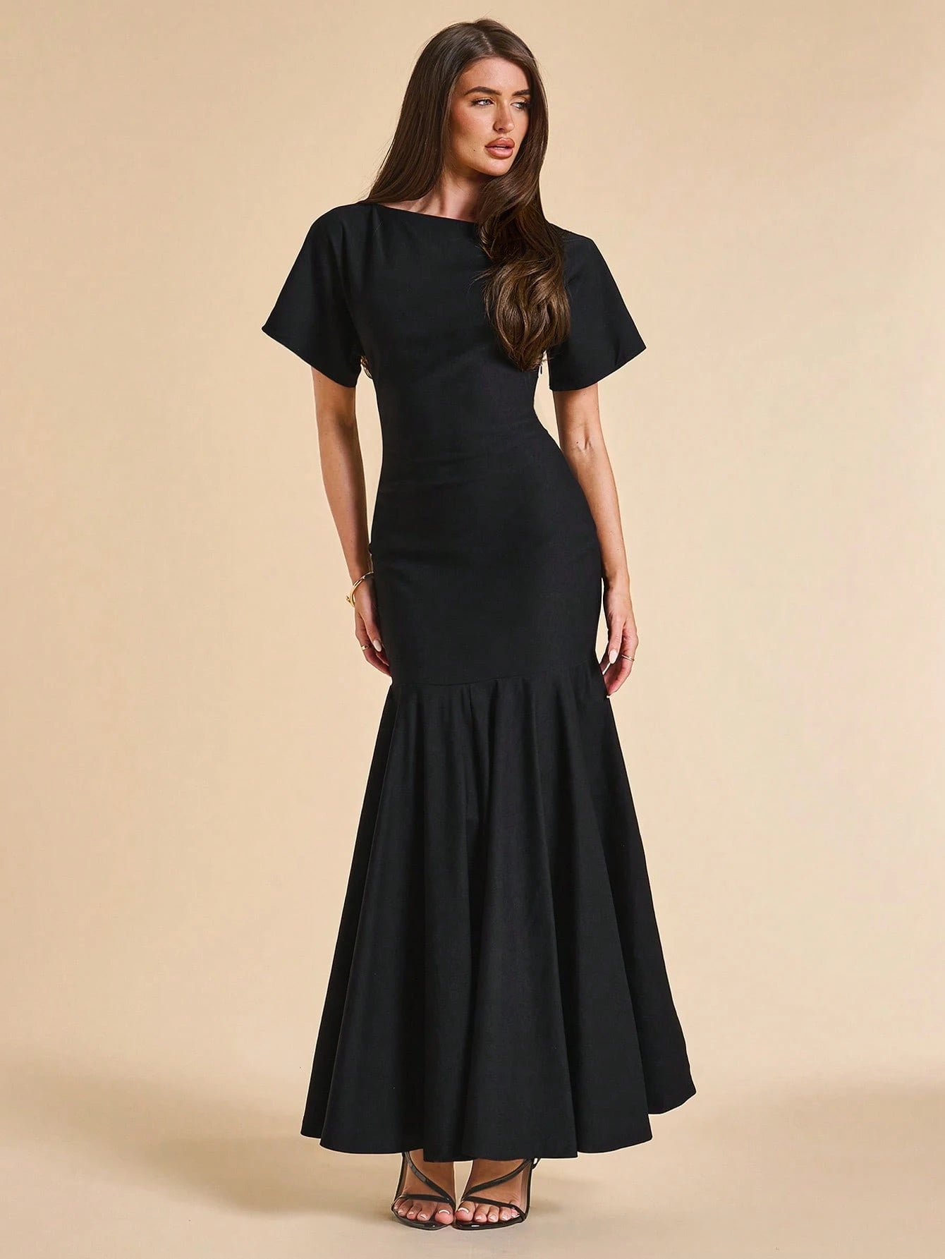BAE Women's Solid Color Pleated Elegant Classy Mature Waist Gathering Dress For Party Dinner Date Formal Wedding Going Out Casual Outfits Black Summer