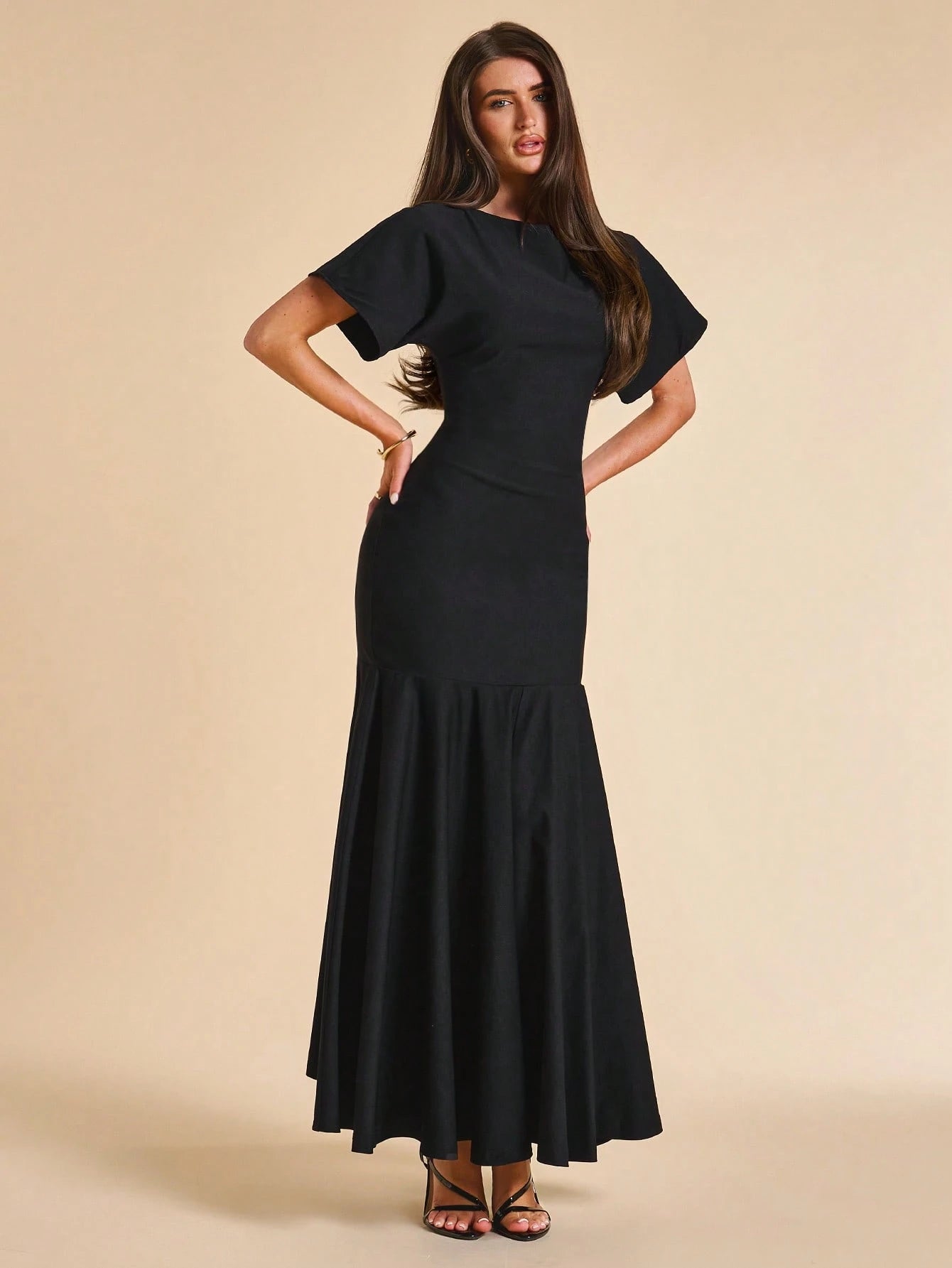 BAE Women's Solid Color Pleated Elegant Classy Mature Waist Gathering Dress For Party Dinner Date Formal Wedding Going Out Casual Outfits Black Summer