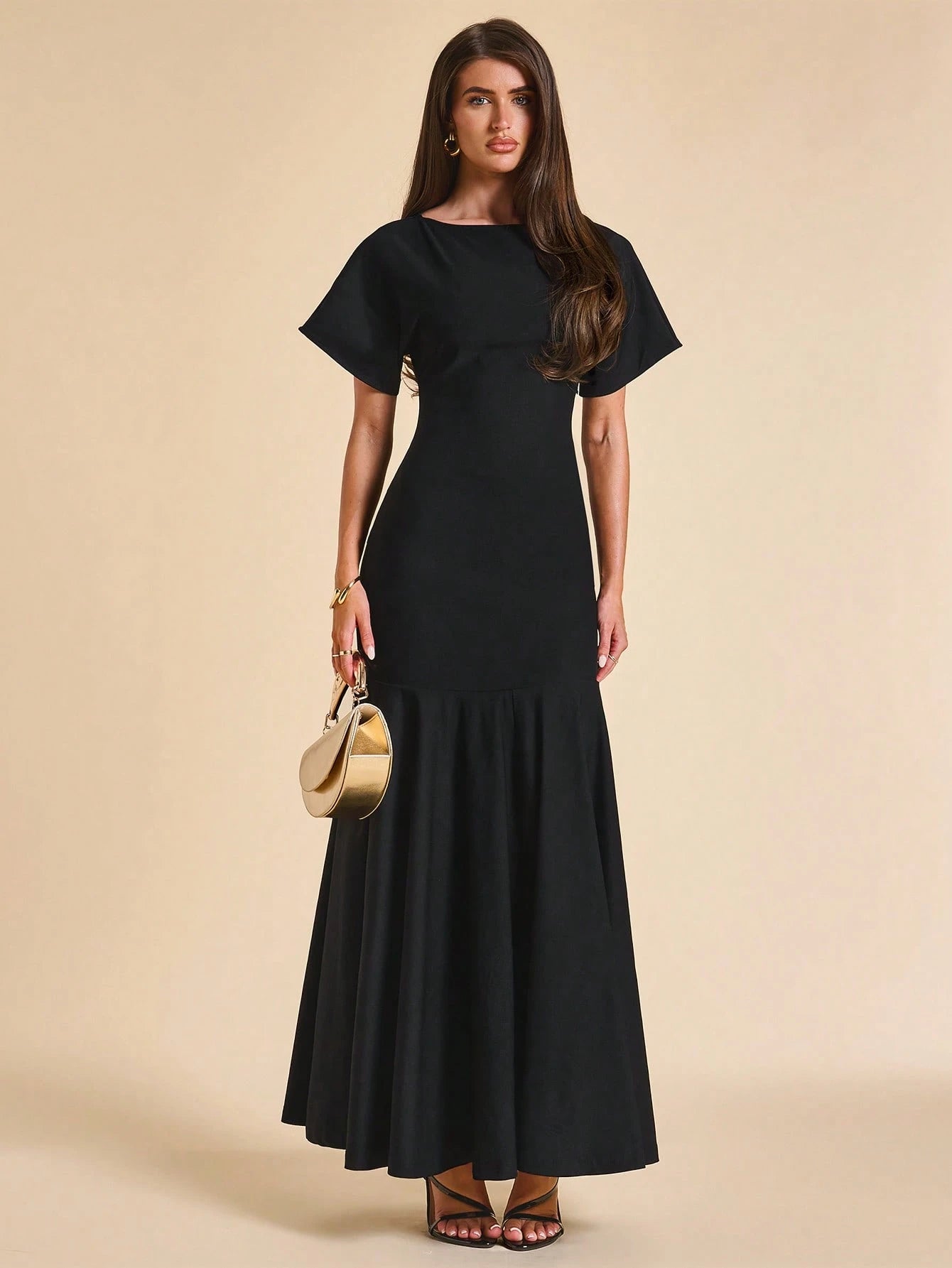 BAE Women's Solid Color Pleated Elegant Classy Mature Waist Gathering Dress For Party Dinner Date Formal Wedding Going Out Casual Outfits Black Summer
