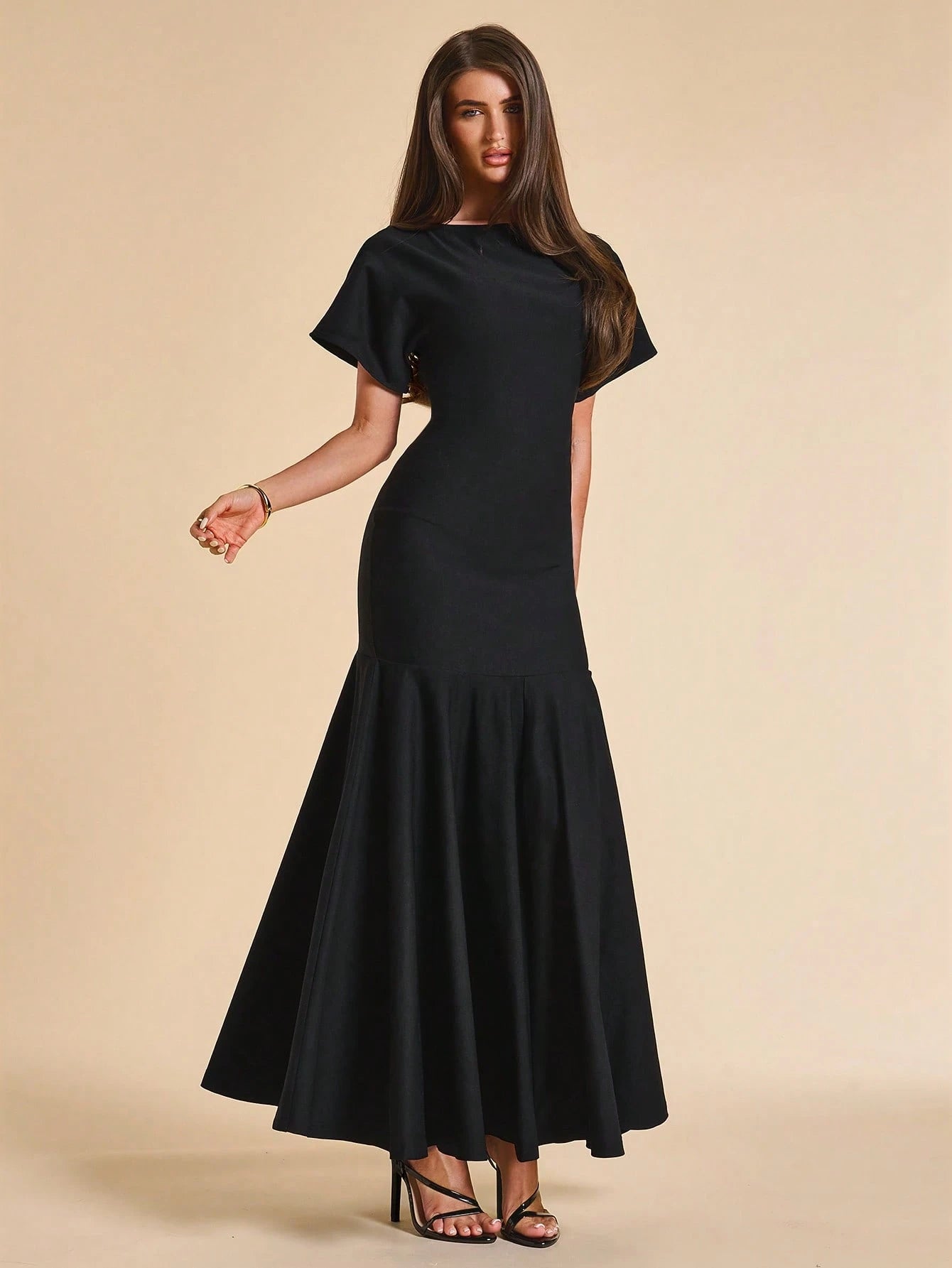 BAE Women's Solid Color Pleated Elegant Classy Mature Waist Gathering Dress For Party Dinner Date Formal Wedding Going Out Casual Outfits Black Summer