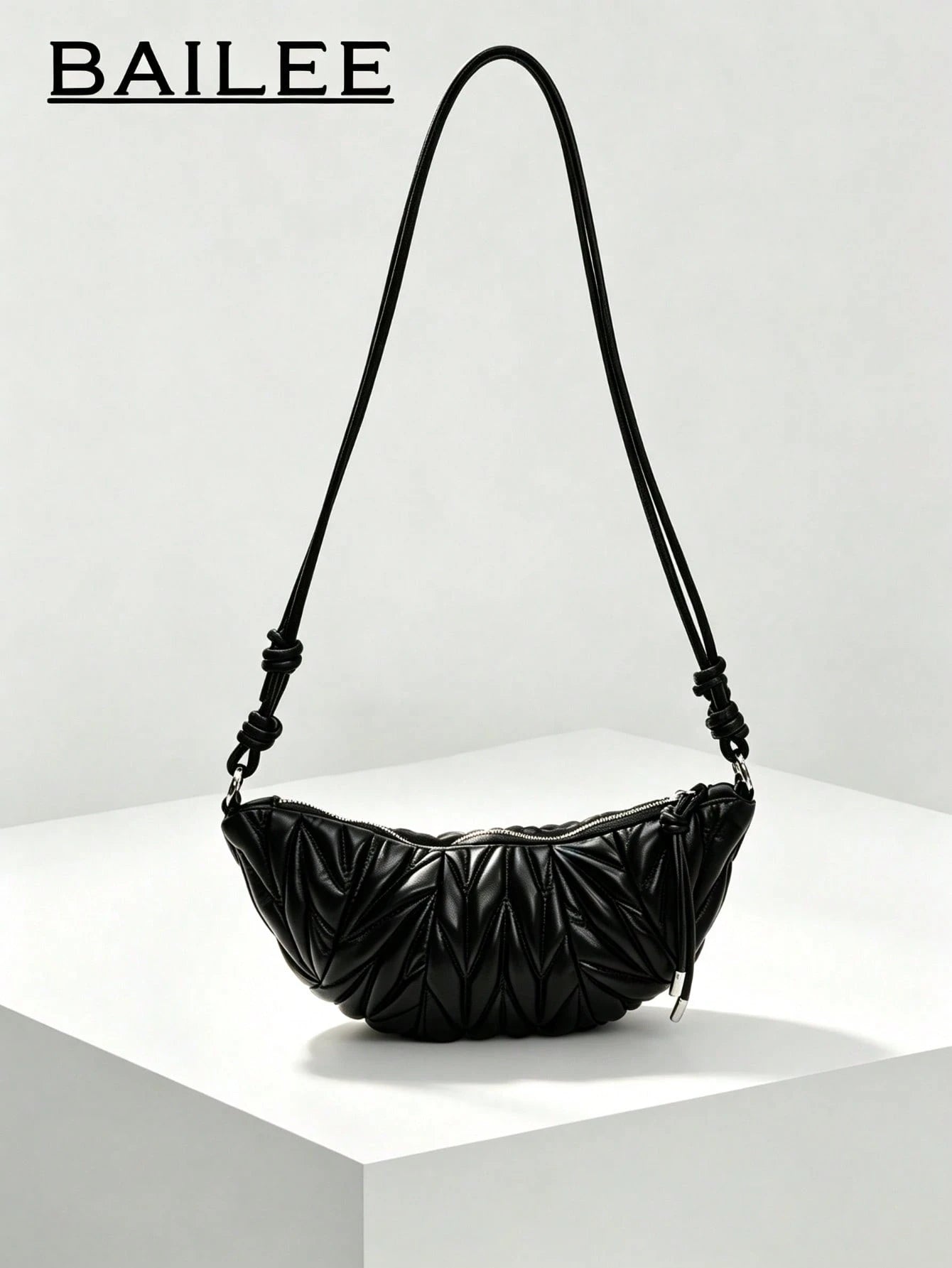 BAILEE Stylish Casual, Solid-Colored PU Single-Strap Bag With Quilted Binding And Shoulder Strap. Perfect For Outfits And As A Gift.