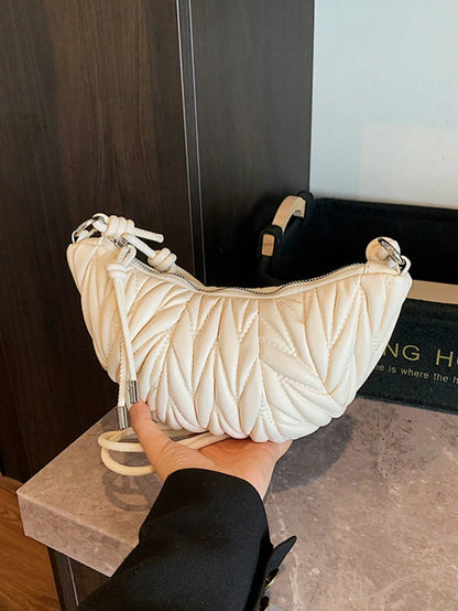 BAILEE Stylish Casual, Solid-Colored PU Single-Strap Bag With Quilted Binding And Shoulder Strap. Perfect For Outfits And As A Gift.