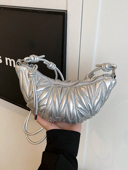BAILEE Stylish Casual, Solid-Colored PU Single-Strap Bag With Quilted Binding And Shoulder Strap. Perfect For Outfits And As A Gift.
