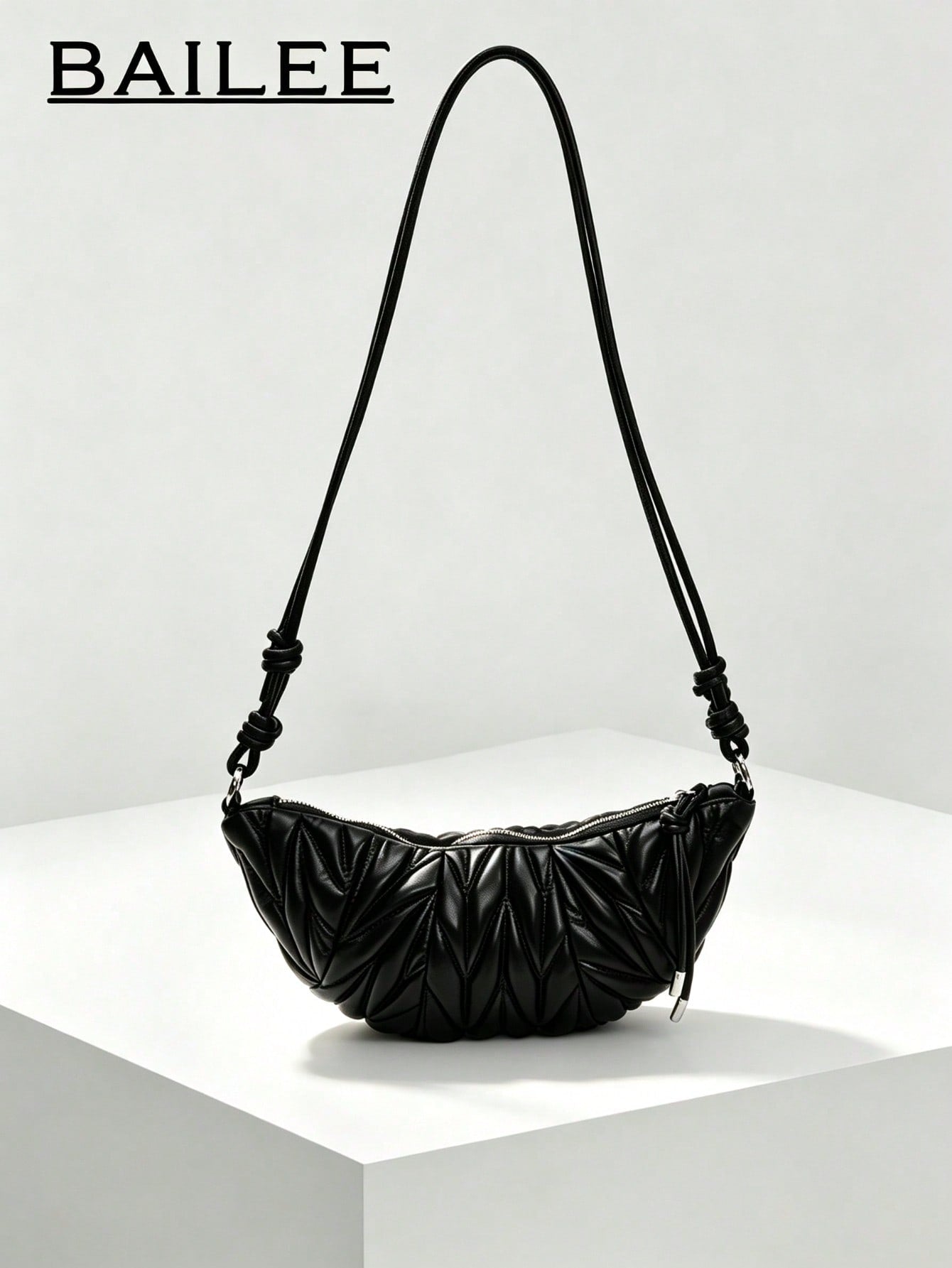 BAILEE Stylish Casual, Solid-Colored PU Single-Strap Bag With Quilted Binding And Shoulder Strap. Perfect For Outfits And As A Gift.