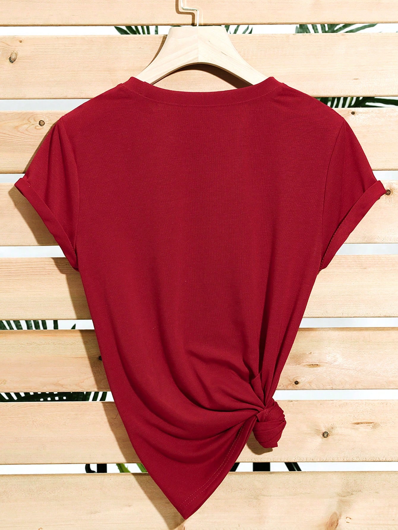 Basic Solid Color Crew Neck Short Sleeve Casual Top