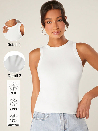 BASICS Solid Slim Tank Top Tops For Women White Tops