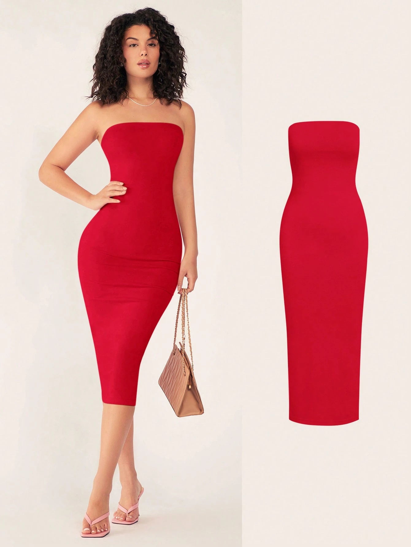 BASICS Women'S Strapless Slim Fit Bodycon Casual Dinner Dress Summer Dresses For Women Summer Dresses