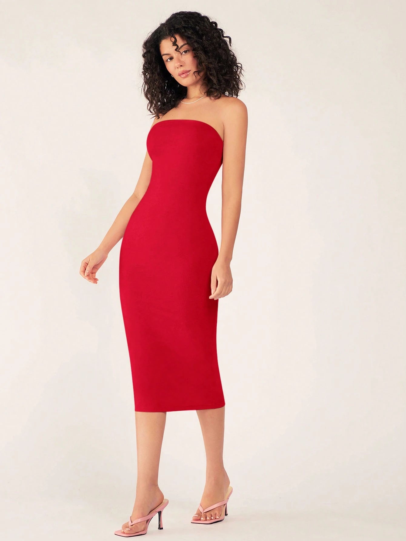 BASICS Women'S Strapless Slim Fit Bodycon Casual Dinner Dress Summer Dresses For Women Summer Dresses