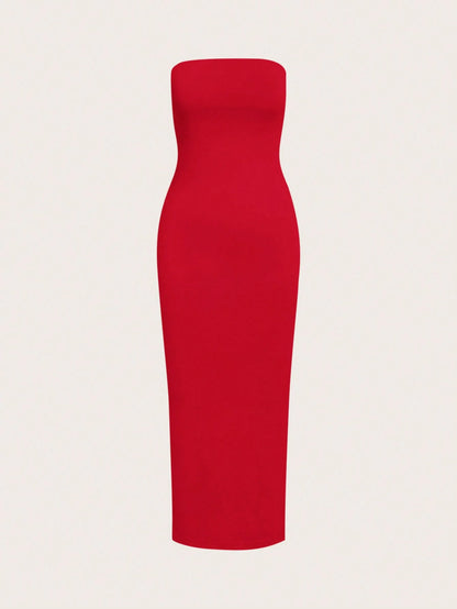 BASICS Women'S Strapless Slim Fit Bodycon Casual Dinner Dress Summer Dresses For Women Summer Dresses