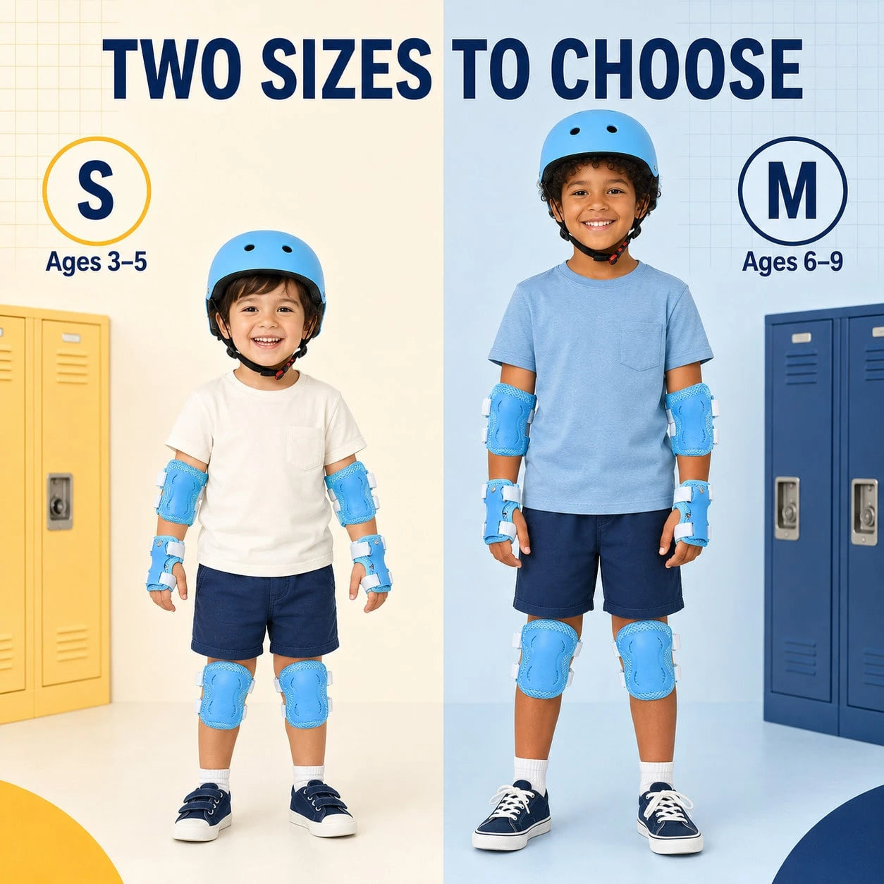 BAT DEICIDE 7PCS Kids Bike Helmet And Protective Pads Set, Adjustable Helmet With Knee Elbow Pads And Wrist Guards For Skating, Scooter, Cycling, Ages 3-10