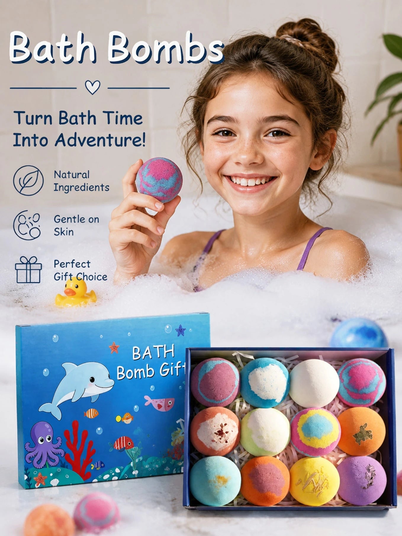 Bath Bombs For Kids With Surprise Inside, 12 Pack Colorful Surprise Bath Fizzies Set- Organic Natural Bath Bombs Set- Ideal Birthday Gift For Boys & Girls- Perfect Handmade Birthday, Party, For Boy