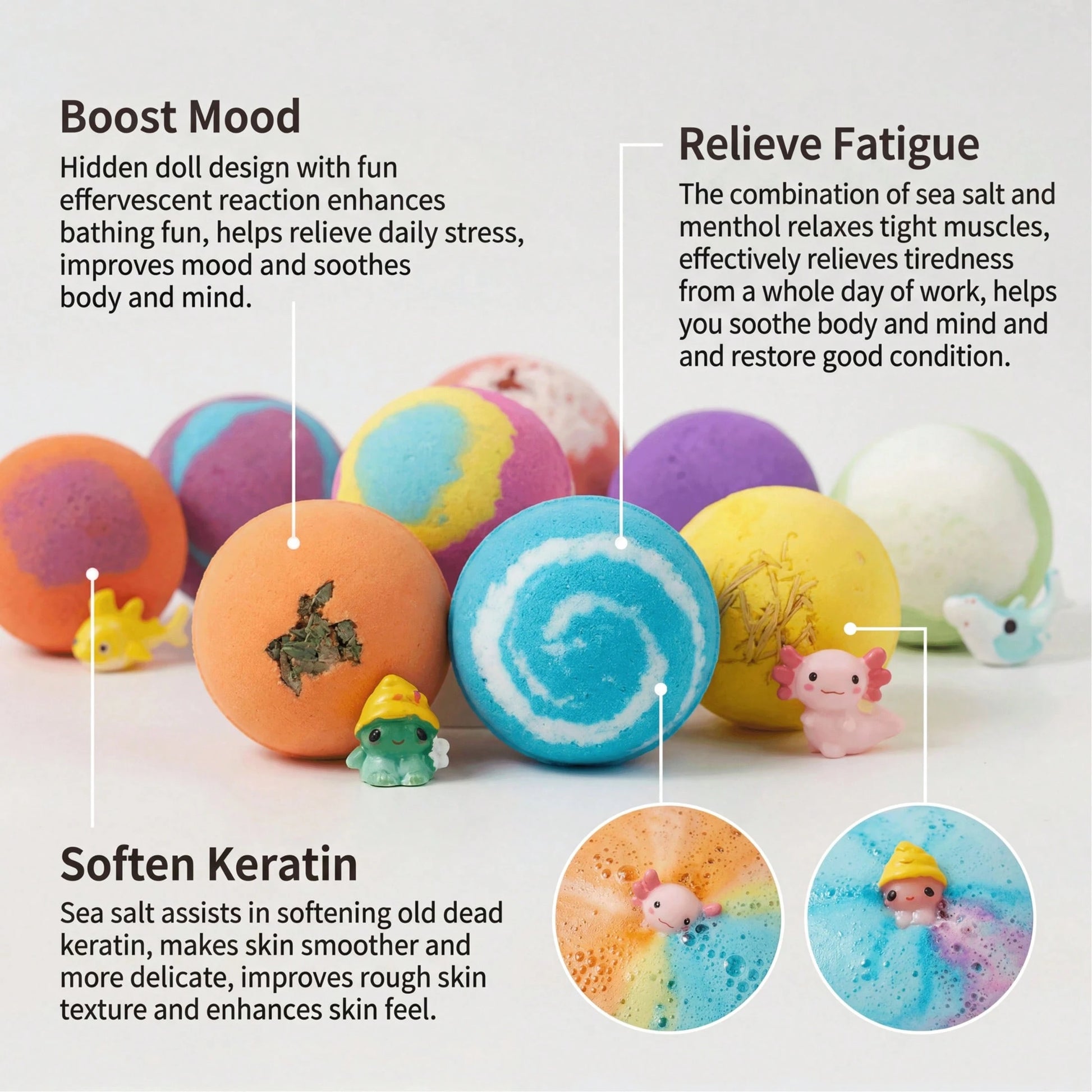 Bath Bombs For Kids With Surprise Inside, 12 Pack Colorful Surprise Bath Fizzies Set- Organic Natural Bath Bombs Set- Ideal Birthday Gift For Boys & Girls- Perfect Handmade Birthday, Party, For Boy