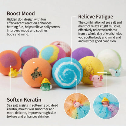 Bath Bombs For Kids With Surprise Inside, 12 Pack Colorful Surprise Bath Fizzies Set- Organic Natural Bath Bombs Set- Ideal Birthday Gift For Boys & Girls- Perfect Handmade Birthday, Party, For Boy