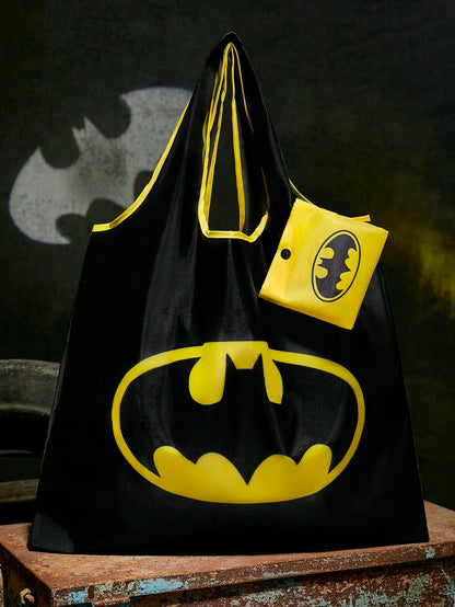 BATMAN X 1pc Fashionable Bat Print Foldable Portable Shopping Tote Bag