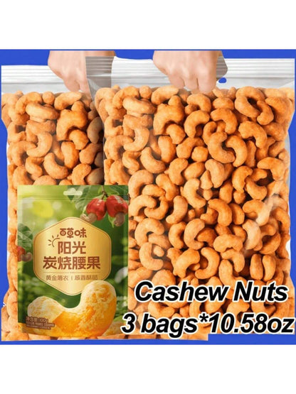 BE&CHEERY 3 Bags Of Cashews/10.58 Ounces, Ready To Eat Nuts, Shellless Pure Nuts, Salty And Crisp, High Plant Protein Content, Delicious Nut Snacks, Suitable For Valentine's Day Gifts, Drama Snacks, A
