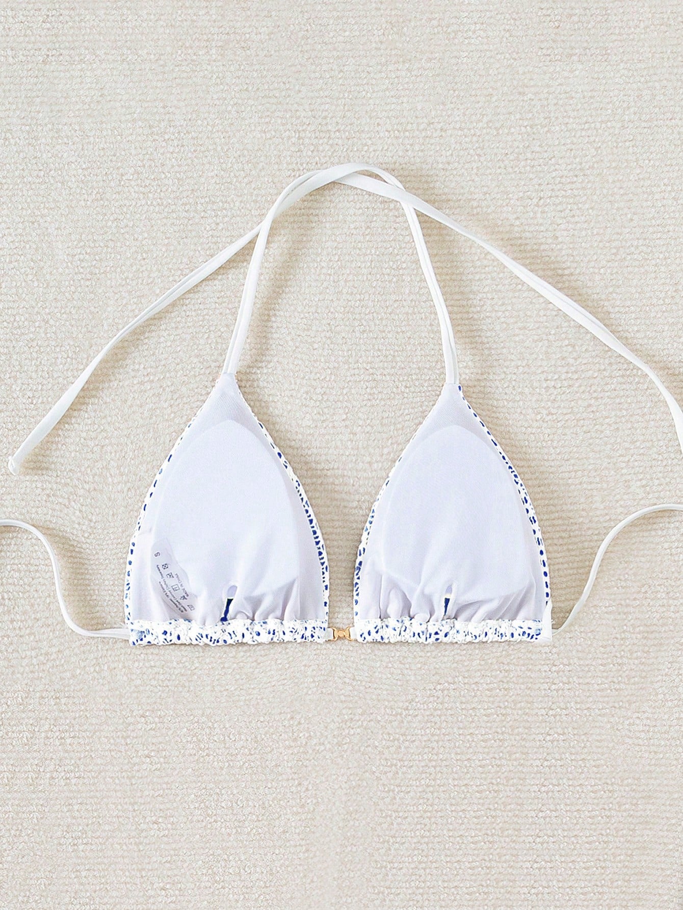 Beach For Woman- Swim Mod-D Summer Halter Solid Color Textured Fabric Bikini Top