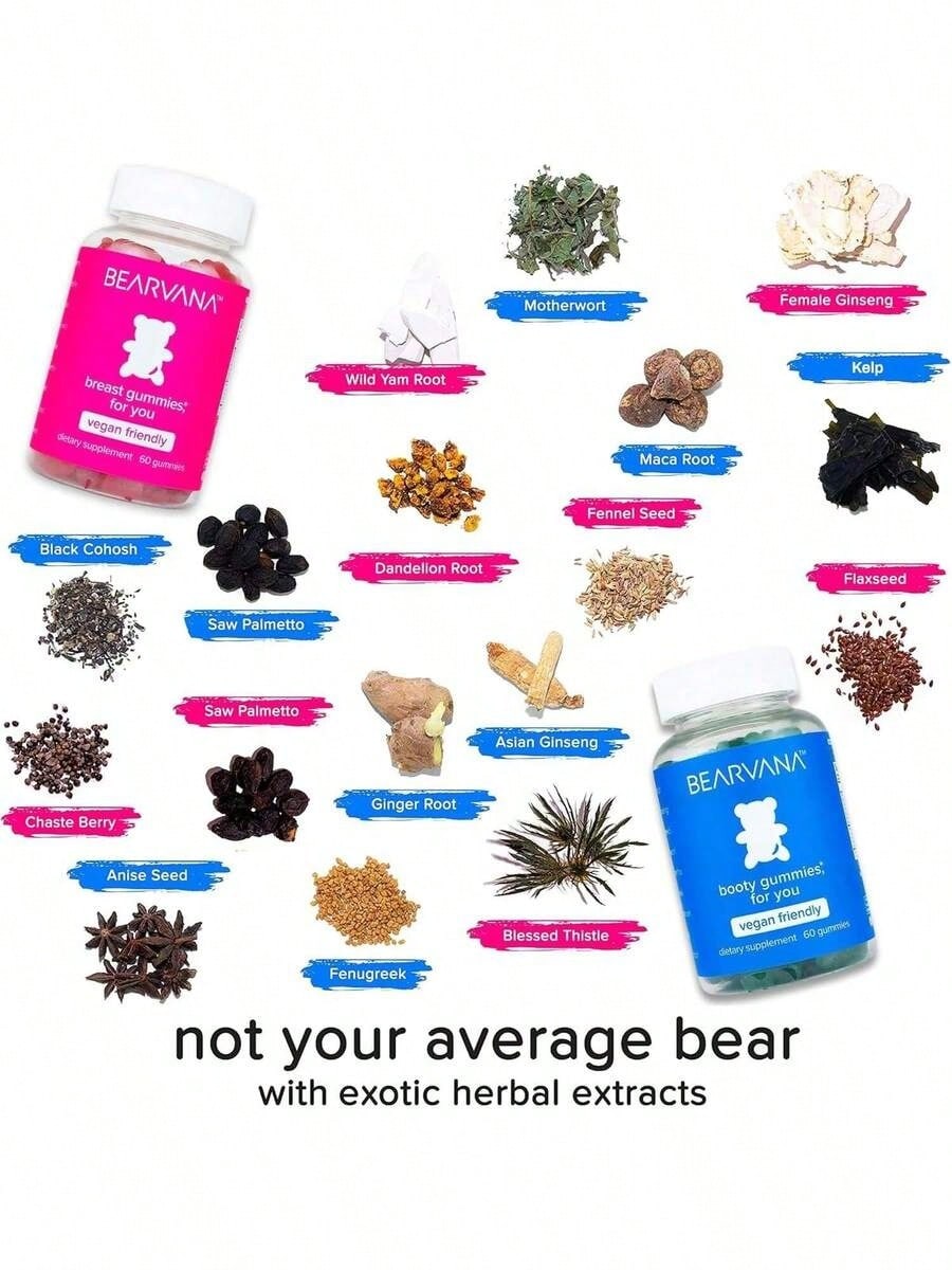 BEARVANA Berry Gummies For Body Shaping-For Sisters, Besties, You! The Fun & Functional Herbal Multivitamin For Women's Daily Support, Berry Flavor Gummy Bears,Non-GMO Gluten Free,2-Pack Gift Value