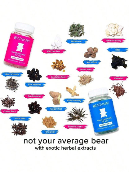 BEARVANA Berry Gummies For Body Shaping-For Sisters, Besties, You! The Fun & Functional Herbal Multivitamin For Women's Daily Support, Berry Flavor Gummy Bears,Non-GMO Gluten Free,2-Pack Gift Value