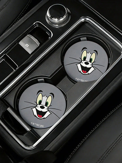 Betty Boop x 2pc PU Leather Car Cup Holder Mat Set, Shockproof, Universal, Stylish Car Cup Holder Mat, Can Be Placed In Car Cup Holders, Car And Home Office Cup Mats,Playful,Sultry,Leopard