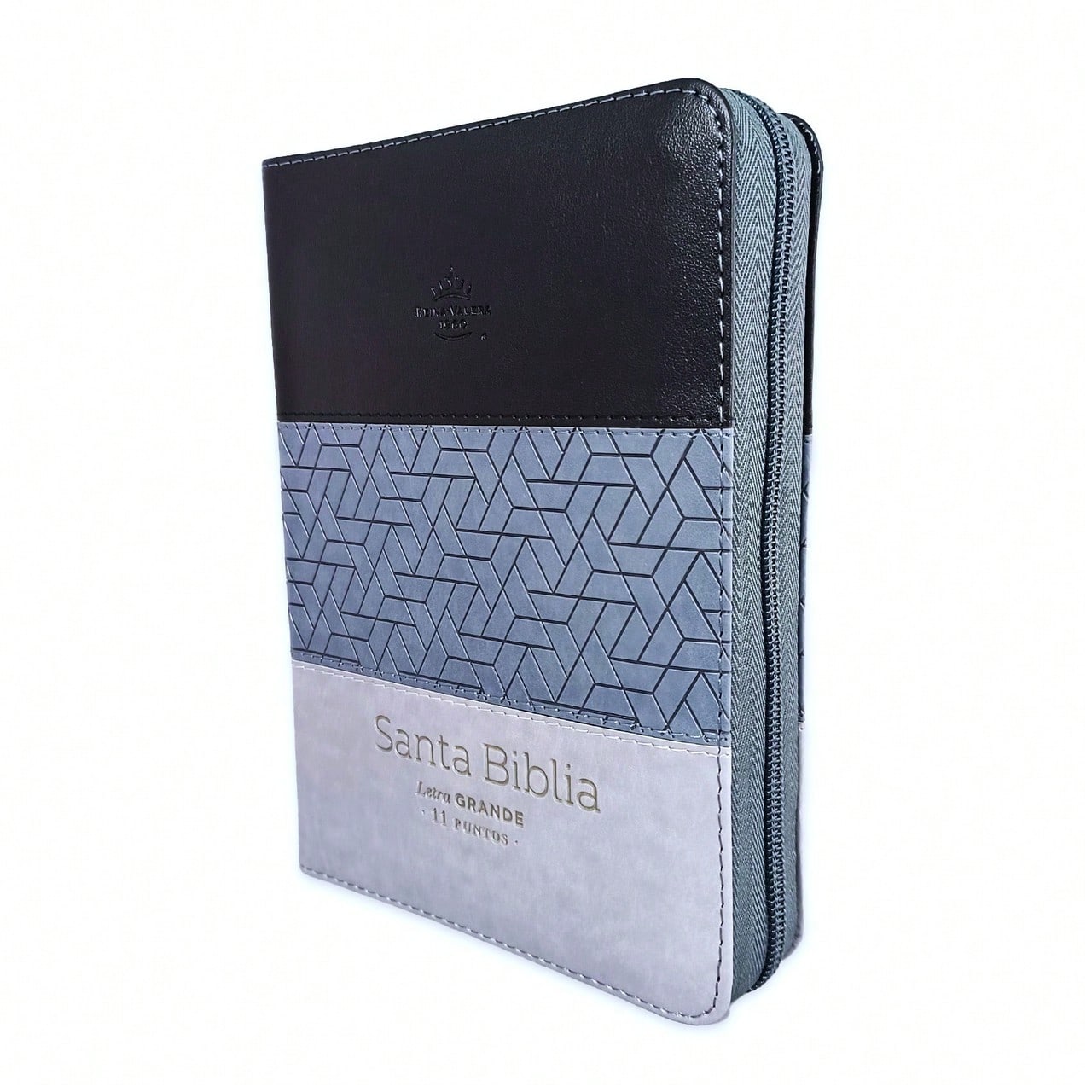 Biblia Con Cierre Compacta 11 Puntos RV1960 Imit Tricolor Negro/Gris Con Indice
