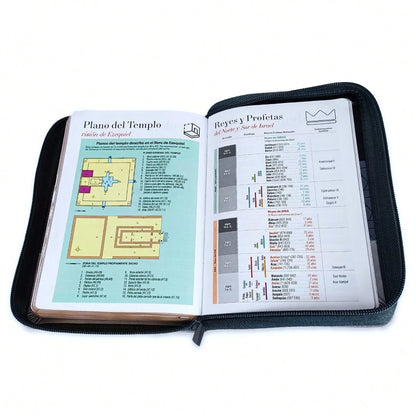 Biblia Con Cierre Compacta 11 Puntos RV1960 Imit Tricolor Negro/Gris Con Indice