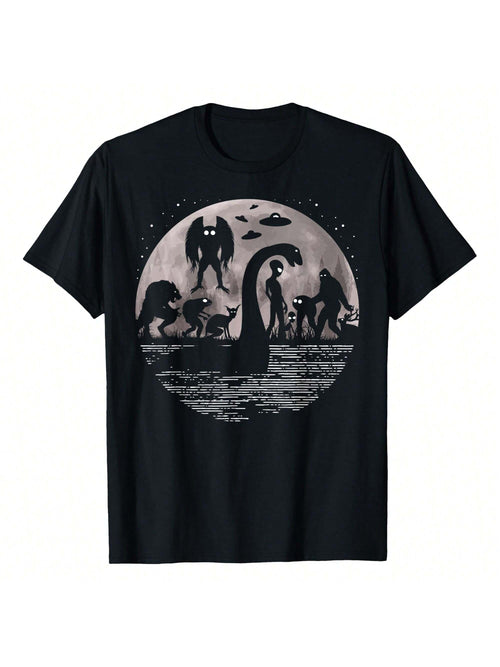Bigfoot Loch Ness Monster Mothman And Aliens! Funny Cryptid T-Shirt Fashionable Plus Size Women's T-Shirt