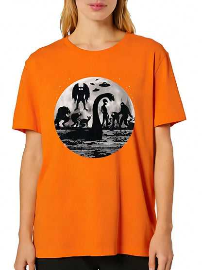 Bigfoot Loch Ness Monster Mothman And Aliens! Funny Cryptid T-Shirt Fashionable Plus Size Women's T-Shirt