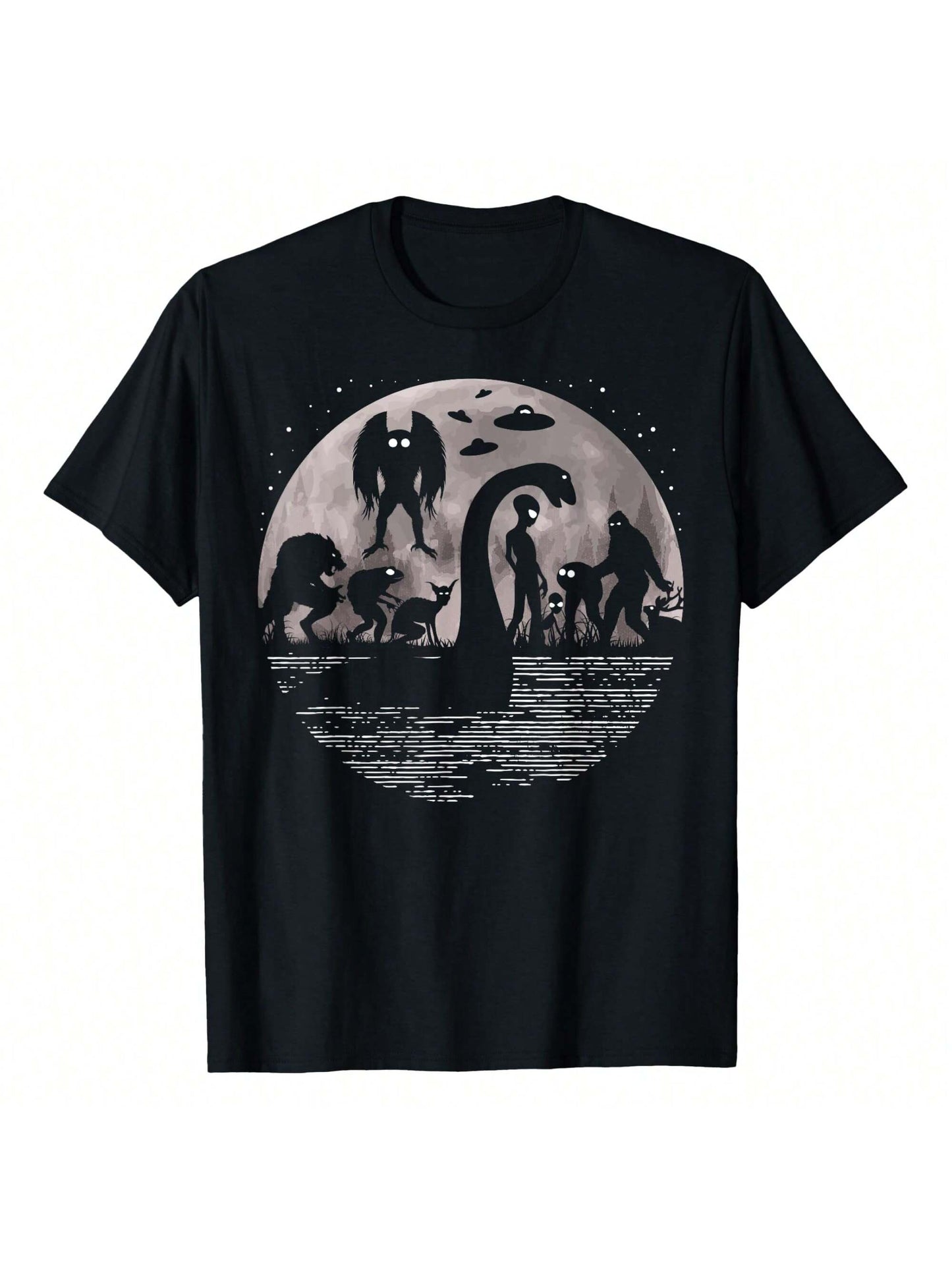 Bigfoot Loch Ness Monster Mothman And Aliens! Funny Cryptid T-Shirt Fashionable Plus Size Women's T-Shirt