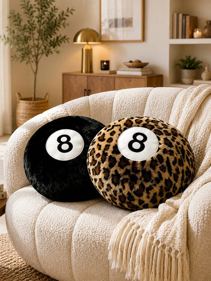 Billiard Throw Pillow 14/18 Inch Round Decorative Cushion Soft Faux Fur Pillow Suitable For Home Bed, Sofa, Bedroom And Living Room