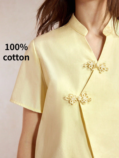 BizChic Yellow Short Sleeve Slim Fit Waist Shirt, Business Formal, Vacation Style, Casual, Commute, Date, Holiday, Halloween, Back To School, Party, Birthday, Office, Slimming, Elegant, Versatile, Sum