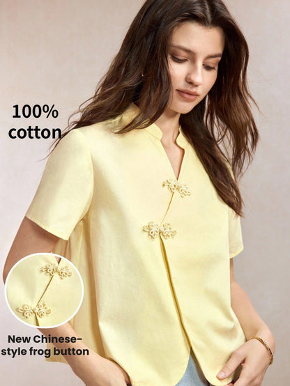 BizChic Yellow Short Sleeve Slim Fit Waist Shirt, Business Formal, Vacation Style, Casual, Commute, Date, Holiday, Halloween, Back To School, Party, Birthday, Office, Slimming, Elegant, Versatile, Sum