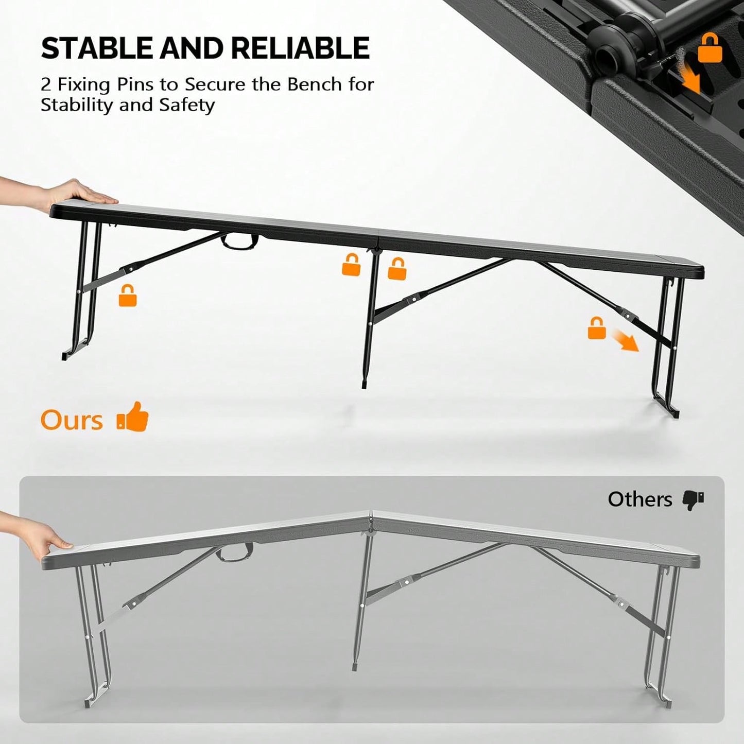 Black Aluminum Alloy Outdoor Folding Bar Table, Rectangular With Railing And Fabric, 110.5*38*88cm, 30kg, Camping Bar Table.