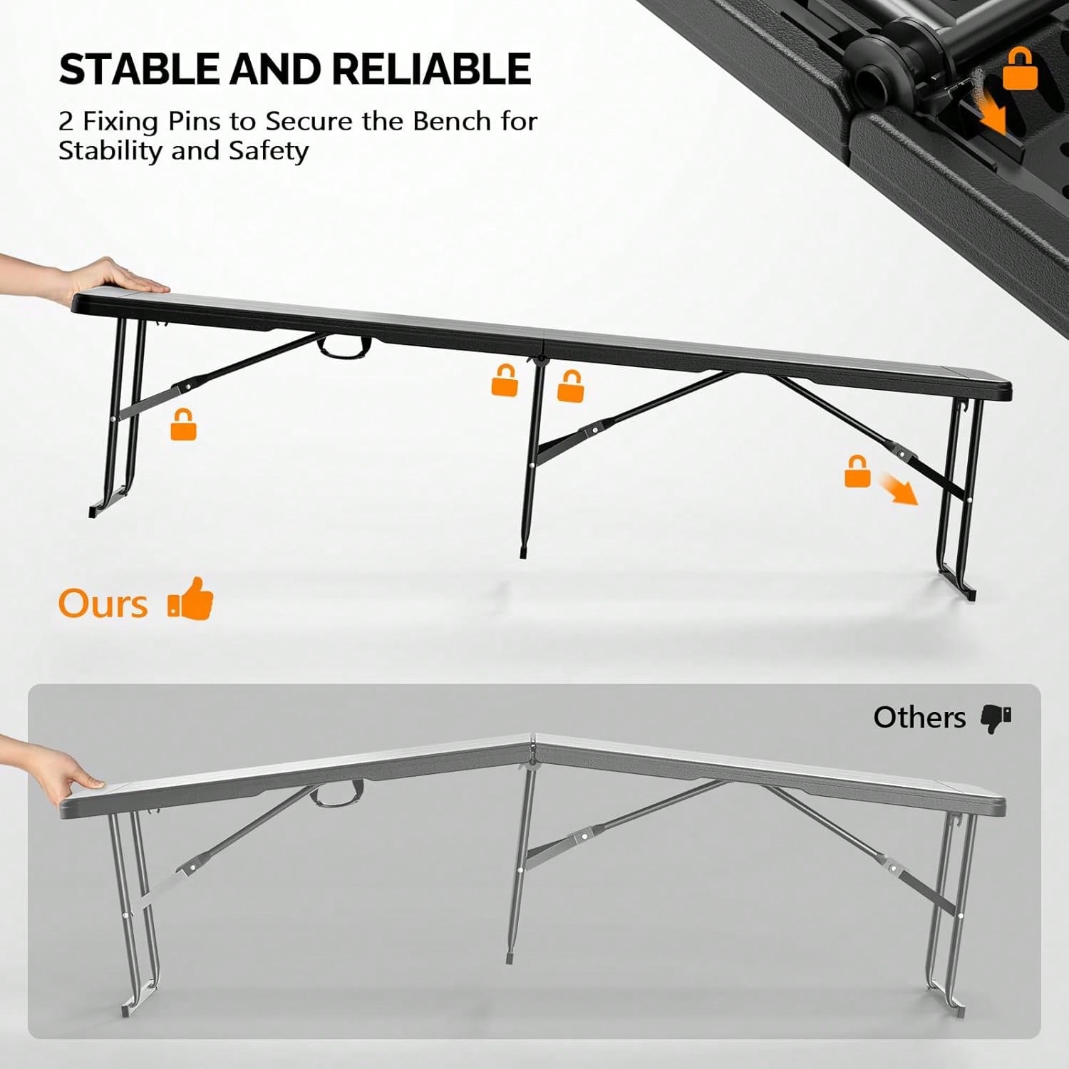 Black Aluminum Alloy Outdoor Folding Bar Table, Rectangular With Railing And Fabric, 110.5*38*88cm, 30kg, Camping Bar Table.