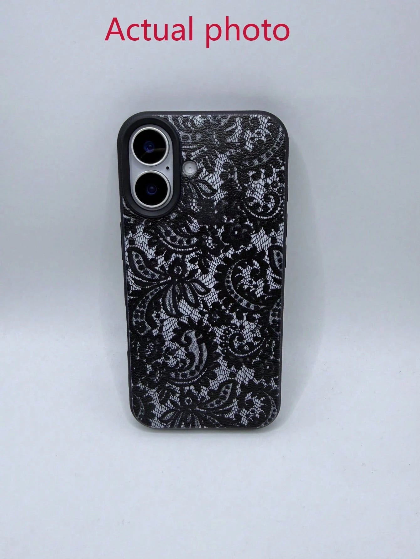 Black Lace Fashion TPU 1pc Black Lace Flower Textured Matte Anti-Fall TPU Fashionable Phone Protective Case Compatible With IPhone 16, 15, 14, 13, 12, 11, 17 Pro Max Anniversary Gift