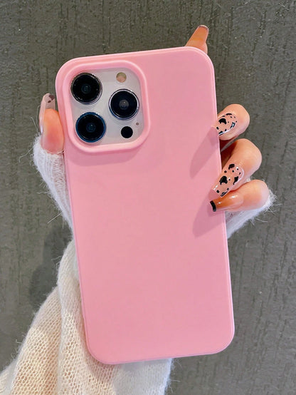 Black Large Hole Candy Minimalist Solid Color Matte Creative Anti-Fall Phone Case Suitable For 11 12 13 14 15 16plus 13promax XR 16 14plus 14promax 13pro Mini 17promax 16promax18promax And Other Model