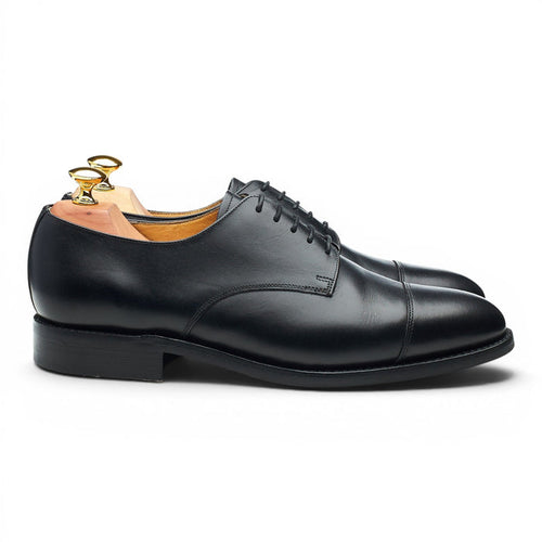 Black Leather Cap Toe Derby UK 7.5 E