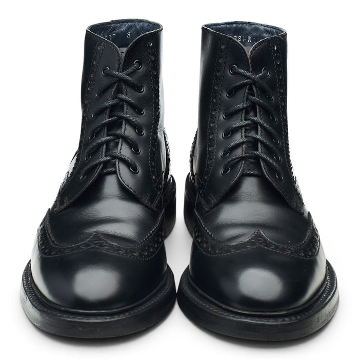 Black Leather Shearling Brogue Boots UK 8 F