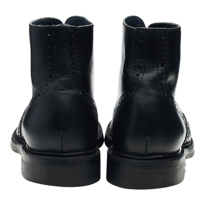 Black Leather Shearling Brogue Boots UK 8 F