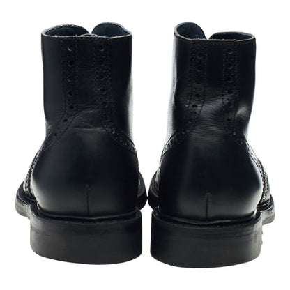 Black Leather Shearling Brogue Boots UK 8 F