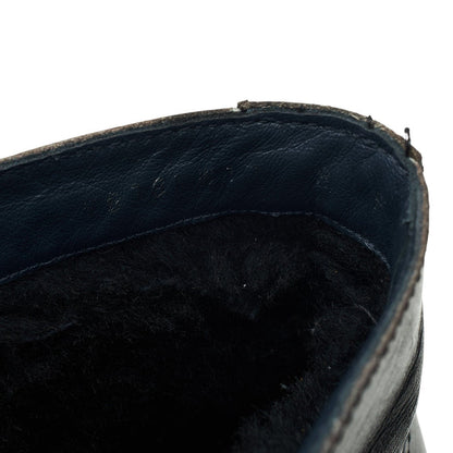 Black Leather Shearling Brogue Boots UK 8 F