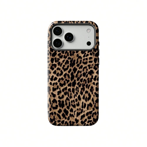 Black Leopard Pattern Fashion Phone Case, Leopard Print Phone Case, Black Leopard Design Phone Case Compatible With IPhone 17, 16e, 15 Pro Max, 14 Plus, 14 Pro, 13, 12, 11 Birthday