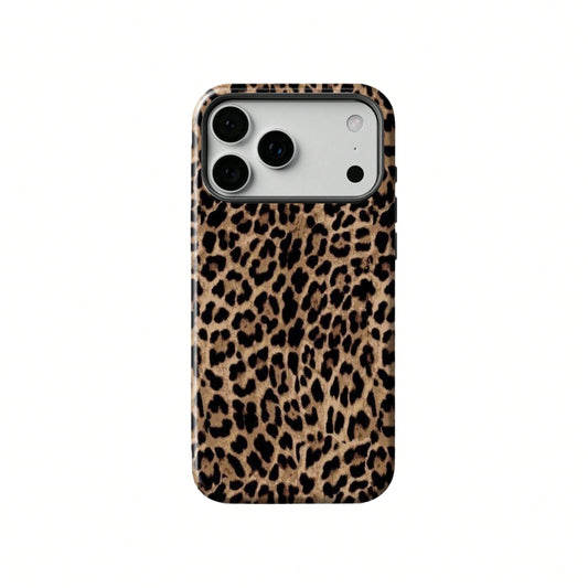 Black Leopard Pattern Fashion Phone Case, Leopard Print Phone Case, Black Leopard Design Phone Case Compatible With IPhone 17, 16e, 15 Pro Max, 14 Plus, 14 Pro, 13, 12, 11 Birthday