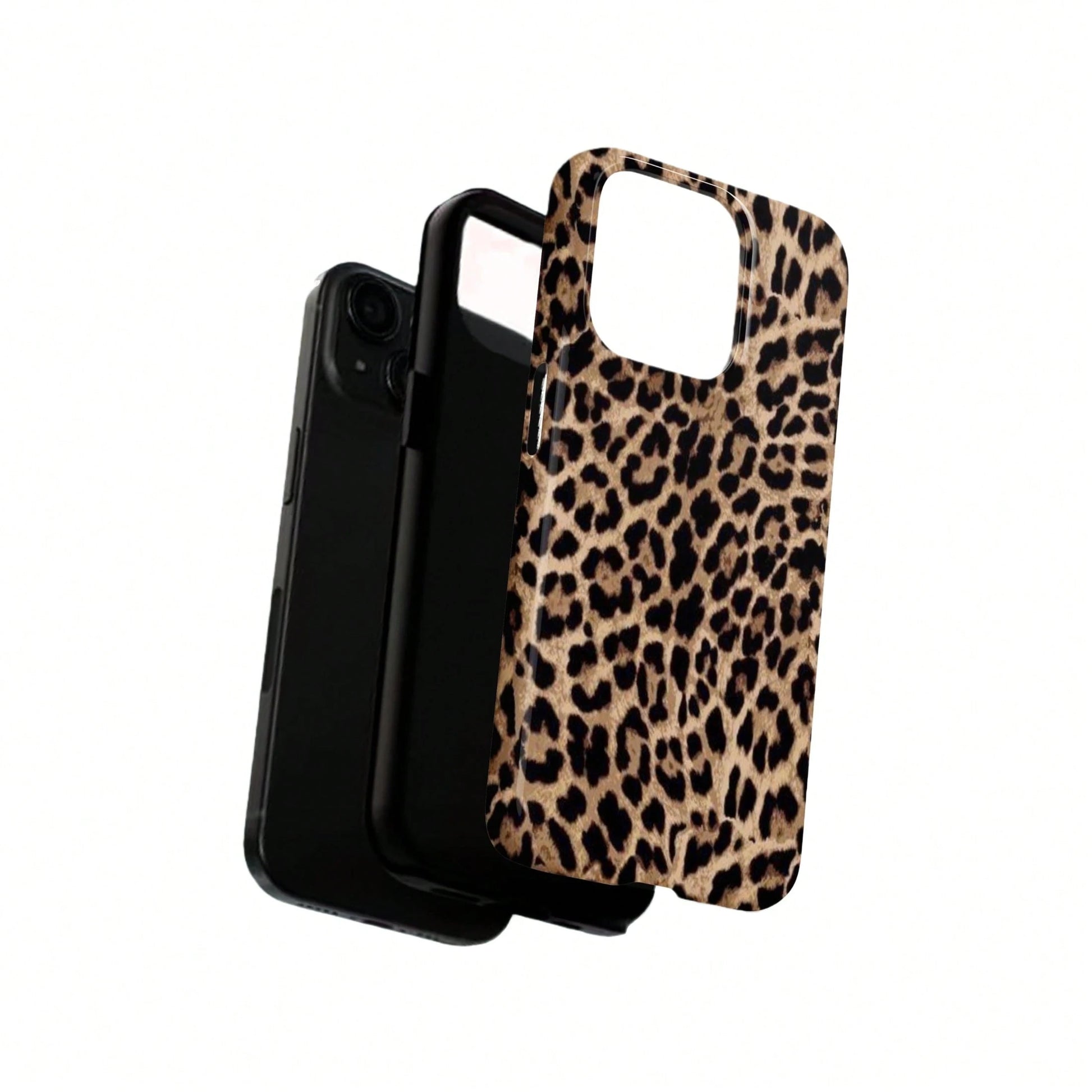 Black Leopard Pattern Fashion Phone Case, Leopard Print Phone Case, Black Leopard Design Phone Case Compatible With IPhone 17, 16e, 15 Pro Max, 14 Plus, 14 Pro, 13, 12, 11 Birthday