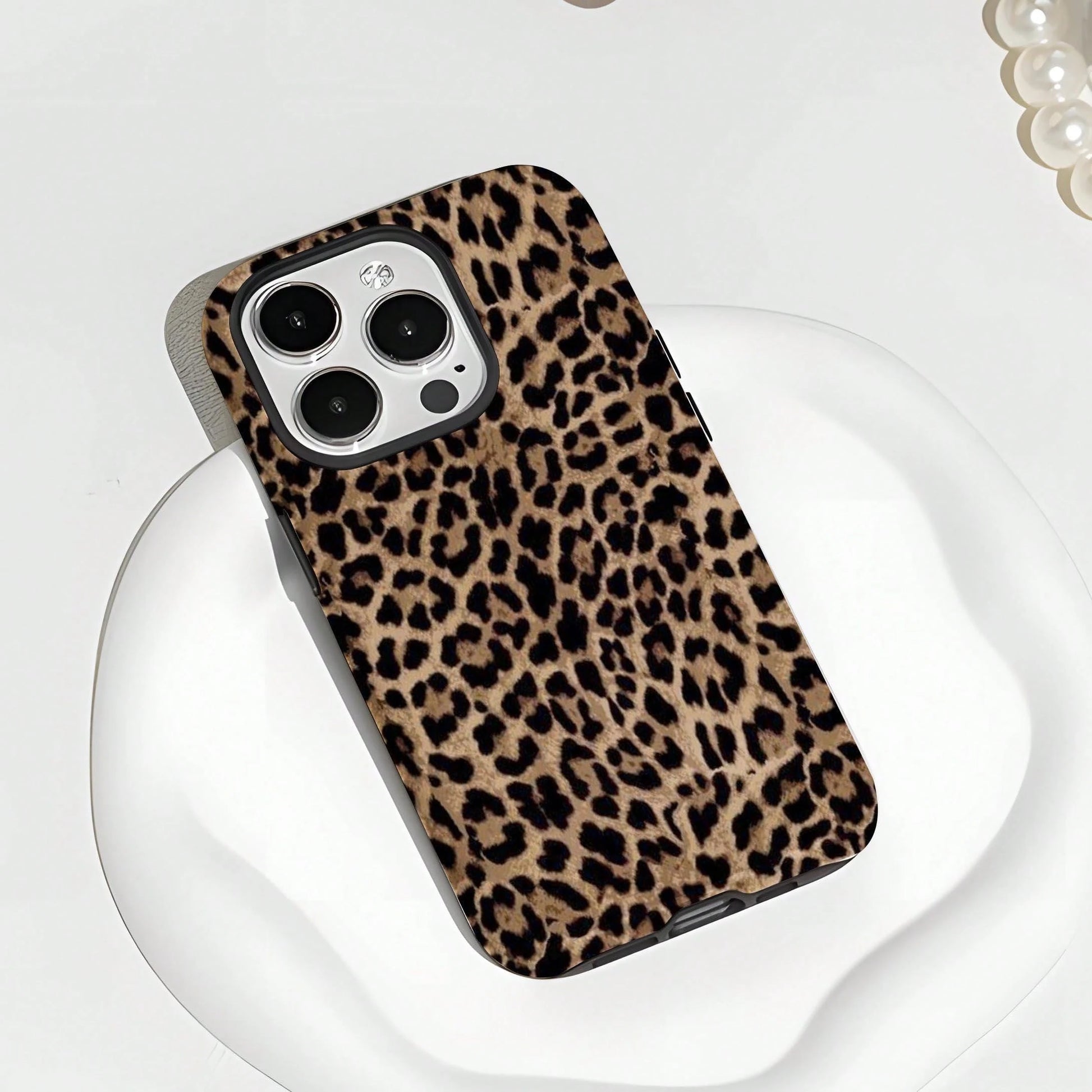 Black Leopard Pattern Fashion Phone Case, Leopard Print Phone Case, Black Leopard Design Phone Case Compatible With IPhone 17, 16e, 15 Pro Max, 14 Plus, 14 Pro, 13, 12, 11 Birthday