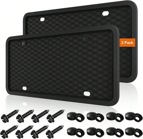 Black License Plate Frames Holder, 2 Pack Car License Plate Covers, Universal US Front &Amp; Rear Truck Frame Bracket Protector Mounting Kit Accessories