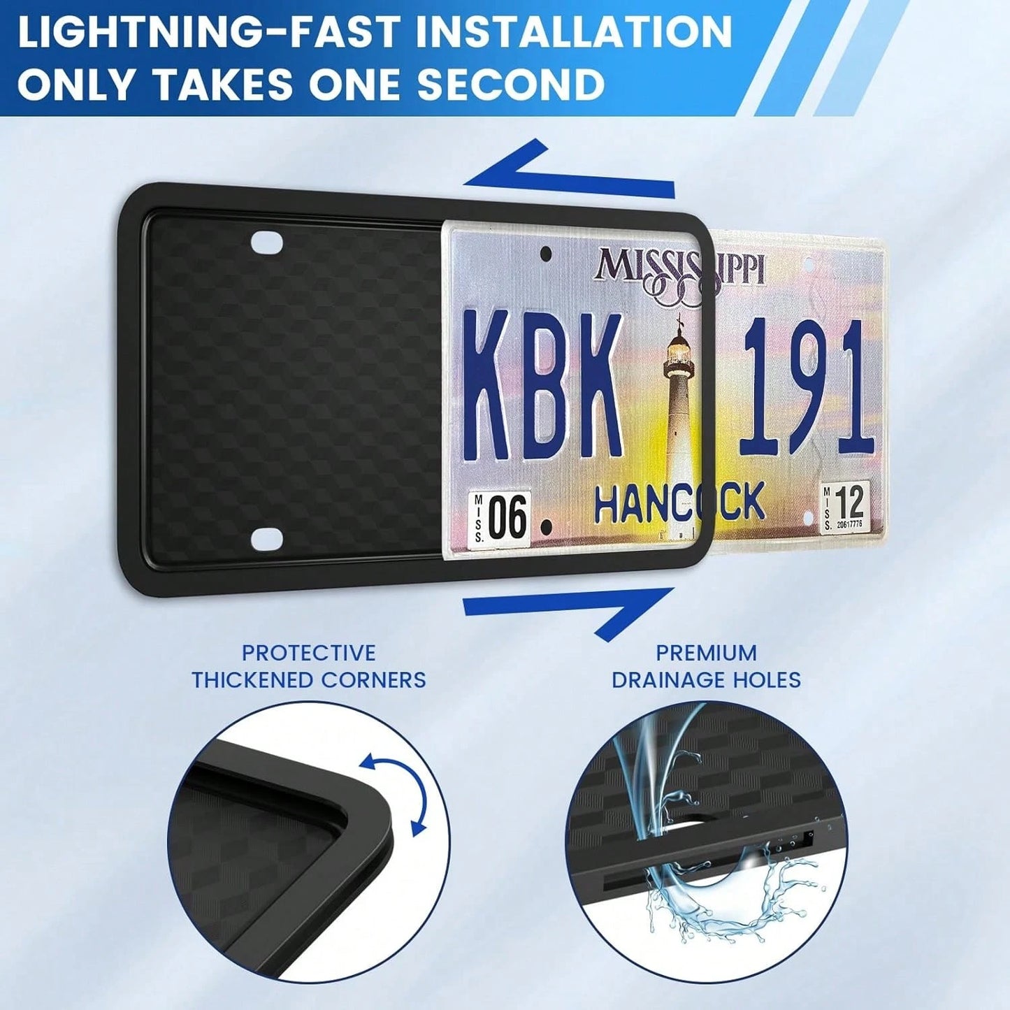 Black License Plate Frames Holder, 2 Pack Car License Plate Covers, Universal US Front &Amp; Rear Truck Frame Bracket Protector Mounting Kit Accessories