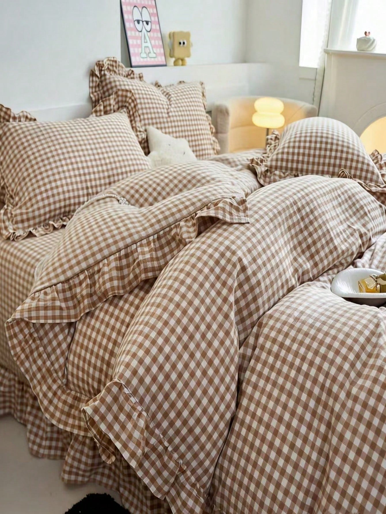 Black, Pink, Green, Blue Plaid Pattern Duvet Cover Set- Soft Double-Layer Brushed Bedding Set, Suitable For Girls And Adults, Zipper Closure, 3 Pieces Set, Includes 1 Duvet Cover (90" X 90") And 2 Pi
