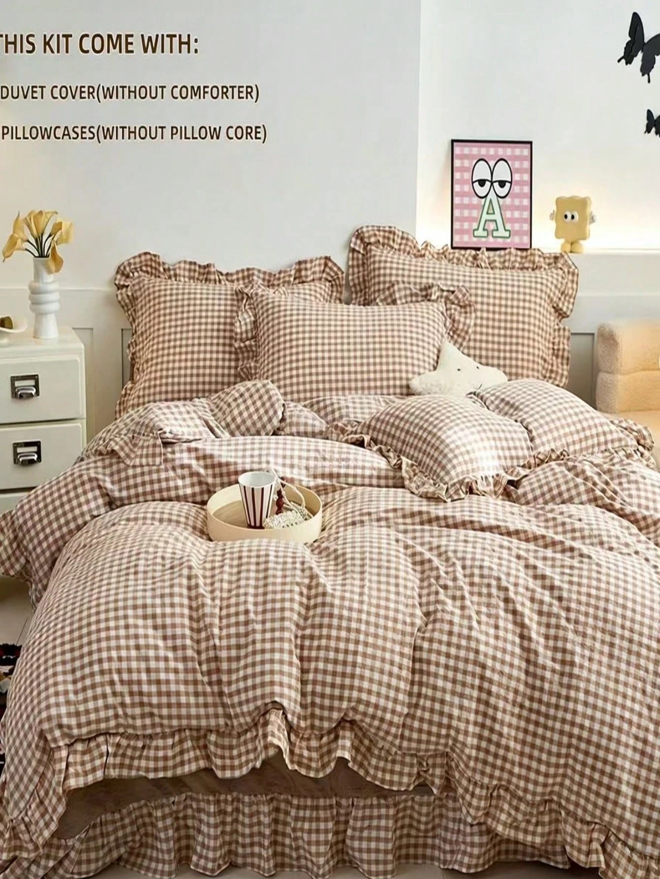 Black, Pink, Green, Blue Plaid Pattern Duvet Cover Set- Soft Double-Layer Brushed Bedding Set, Suitable For Girls And Adults, Zipper Closure, 3 Pieces Set, Includes 1 Duvet Cover (90" X 90") And 2 Pi
